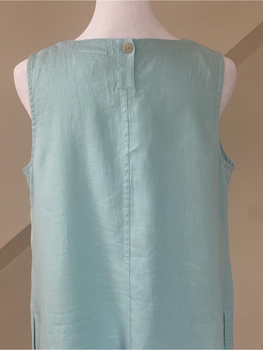 J. Jill Love 100% Linen Light Aqua/Mint Sleeveless Shift Dress Sz S Pockets - Picture 8 of 11